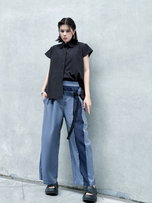 Stripe Panel Wide Pants